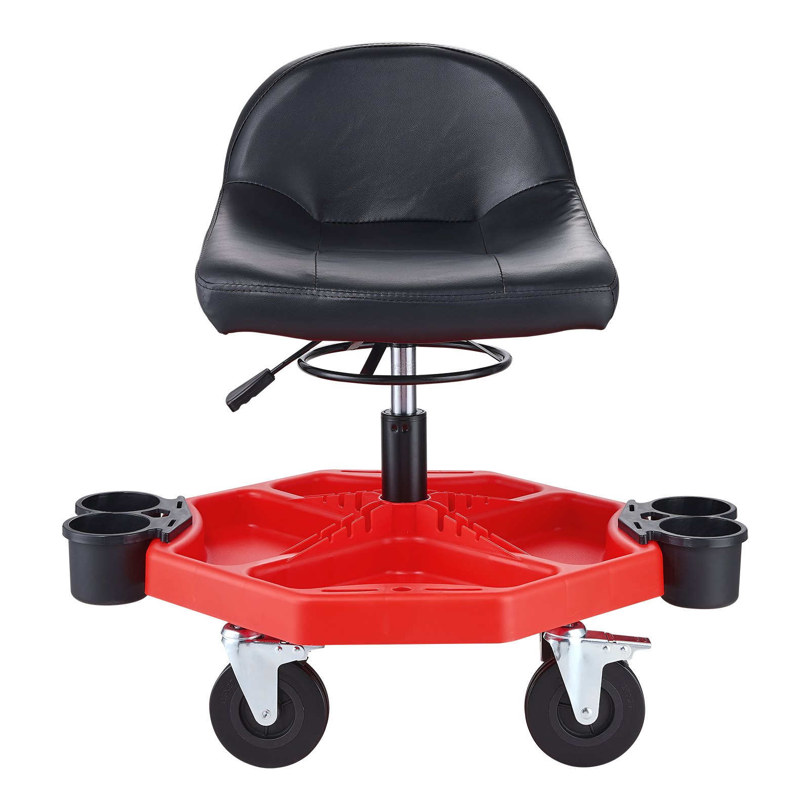 VEVOR Taburete de Taller Móvil Altura Ajustable de 41-53 cm Taburete de Mecánico con Ruedas Carga de 136 kg Asiento con Bandeja de Herramientas para Mantenimiento Reparación de Automóviles Garaje