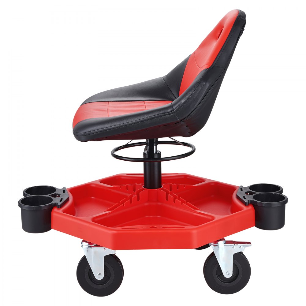 VEVOR Taburete de Taller Móvil Carga de 136 kg Taburete de Mecánico con Ruedas Altura Regulable 41-53 cm Asiento con Bandeja de Herramientas para Mantenimiento Reparación de Automóviles Garaje