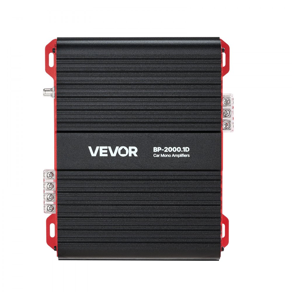 VEVOR Amplificador Monobloque para Coche de 2000 W, RMS MÁX. 1/2/4 Ohmios, Clase D/1 Canal, con Control Remoto de Nivel de Subwoofer, Filtro de Paso Bajo, Refuerzo de Graves y Control de Volumen