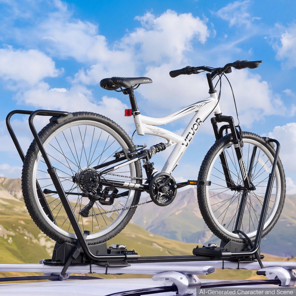 VEVOR Portabicicletas de Techo Carga de 20 kg para 1 Bicicleta, de Aleación de Aluminio y Acero Q235, con Doble Brazo y Sistema de Bloqueo, para Almacenamiento y Transporte de Bicicletas en Coches