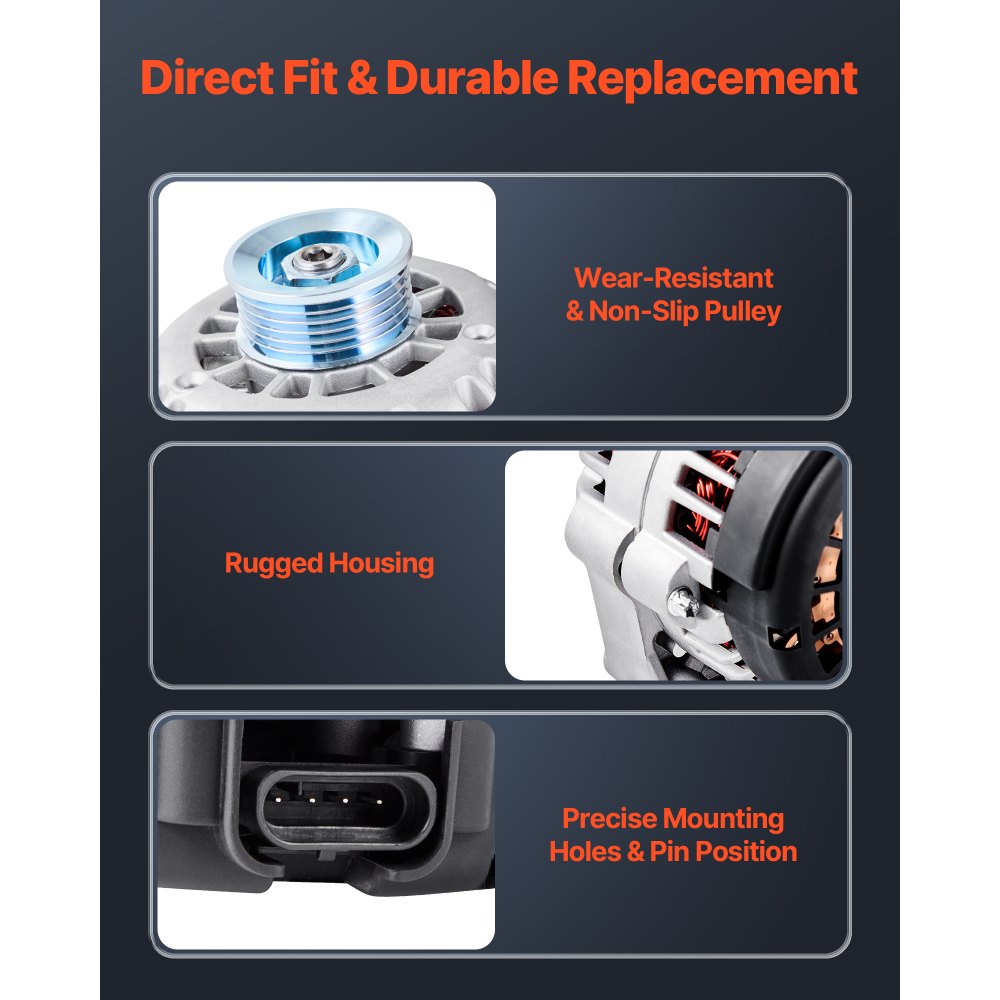 VEVOR Alternador de Coche 8247N, Compatible con Cadillac Escalade V8 5,3 L/6,0 L 2002-2004, Chevy Suburban 1500 2000-2004, GMC Yukon V8 4,8 L/5,3 L 2000-2004, para Automóvil 10464481, 15755616