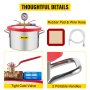 VEVOR Cámara de Vacío, 5,7 L Bomba de Vacío de Acero Inoxidable 25 x 15 cm Cámara de Vacío con Tapa de Vidrio Templado Kit de Cámara de Vacío para Aplicaciones como Desgasificar Silicio