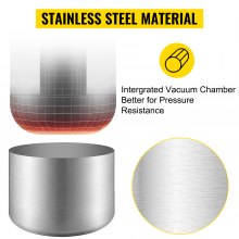 VEVOR Cámara de Vacío 1,5 Galones Bomba de Vacío de Acero Inoxidable 25 × 15cm Cámara de Vacío con Tapa de Vidrio Templado 160 ° F Kit de Cámara de Acero Inoxidable