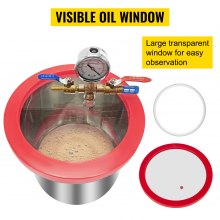 VEVOR Cámara de Vacío 1,5 Galones Bomba de Vacío de Acero Inoxidable 25 × 15cm Cámara de Vacío con Tapa de Vidrio Templado 160 ° F Kit de Cámara de Acero Inoxidable