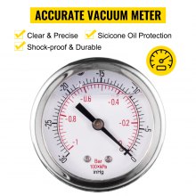 VEVOR Cámara de Vacío 1,5 Galones Bomba de Vacío de Acero Inoxidable 25 × 15cm Cámara de Vacío con Tapa de Vidrio Templado 160 ° F Kit de Cámara de Acero Inoxidable