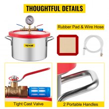 VEVOR Cámara de Vacío 1,5 Galones Bomba de Vacío de Acero Inoxidable 25 × 15cm Cámara de Vacío con Tapa de Vidrio Templado 160 ° F Kit de Cámara de Acero Inoxidable
