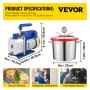 VEVOR Bomba de Vacío 1.8CFM 1/4HP para Aire Acondicionado con Cámara de Vacío 9L