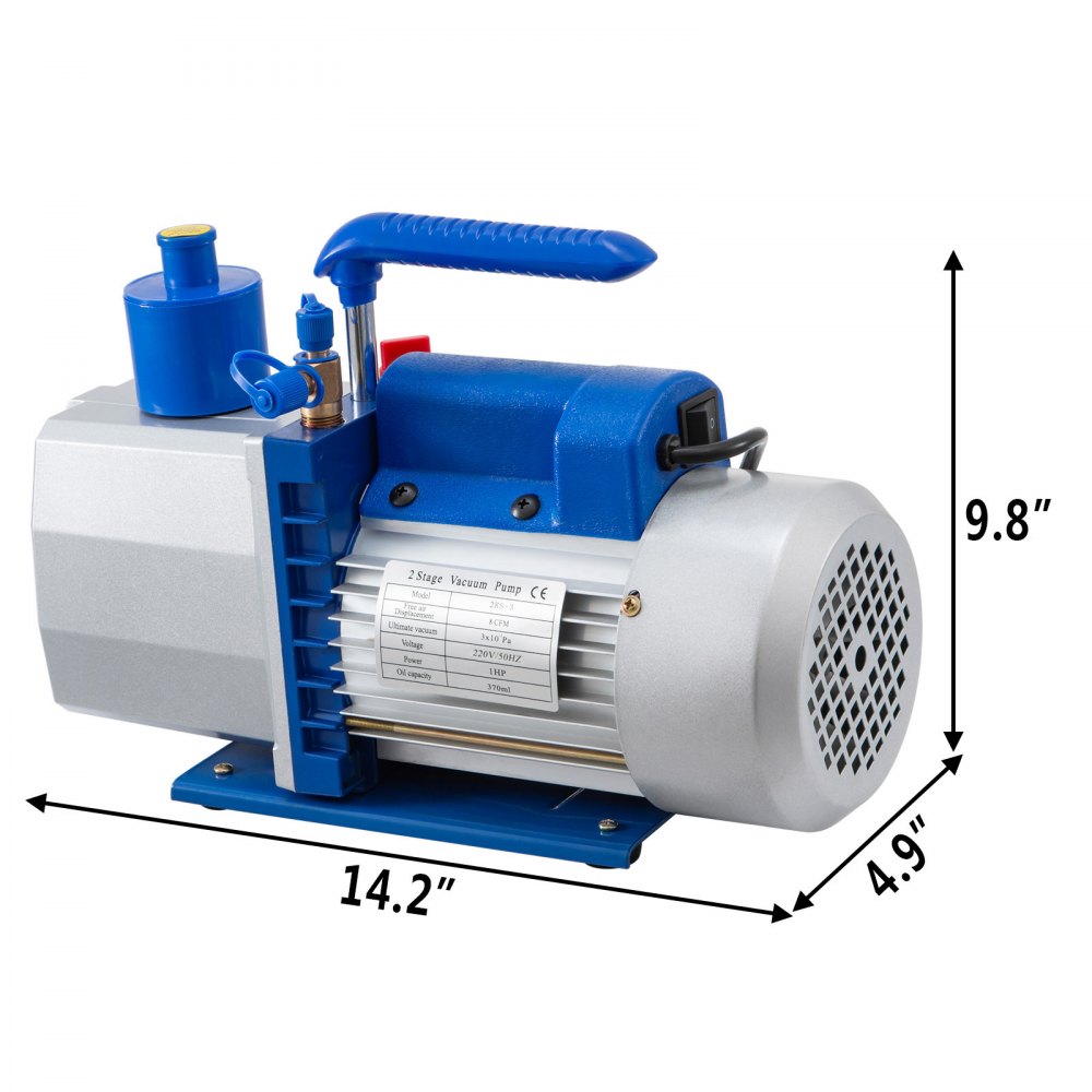 Bomba De Vacío De 2 Etapas 8cfm 1hp Para Aire Acondicionado Radiador Inteligente