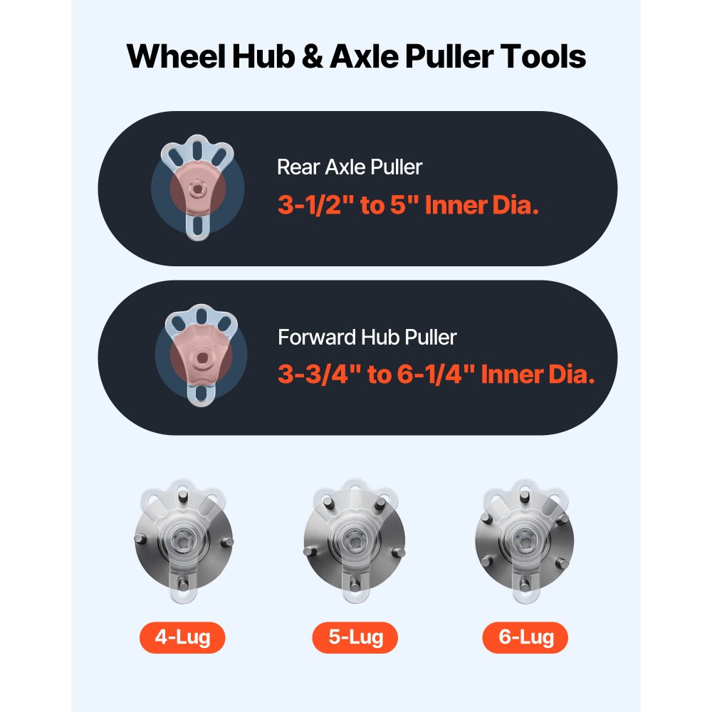 VEVOR 9-Way Slide Hammer Puller Set, 15PCS Front Wheel Hub Bearing Remover & Rear Wheel Axle Hub Dent Shaft Puller Tool Kit, Axle Bearing Puller Tool Kit and Slide Hammer Remover Set with Carry Box