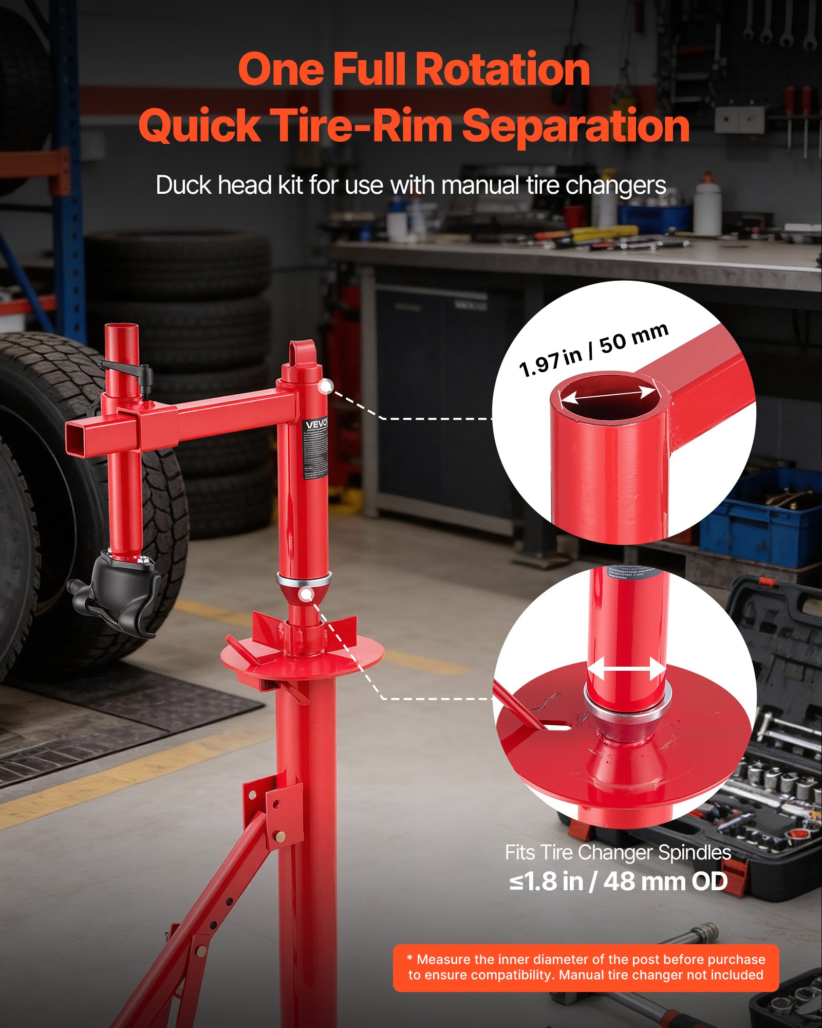 VEVOR Kit Adaptador de Cabeza de Cambiador de Neumáticos Manual con Cono Plateado, Apto para Ruedas de 406 mm a 533 mm, para la Mayoría de Automóviles, SUV, Camiones, Vehículos de Todo Terreno
