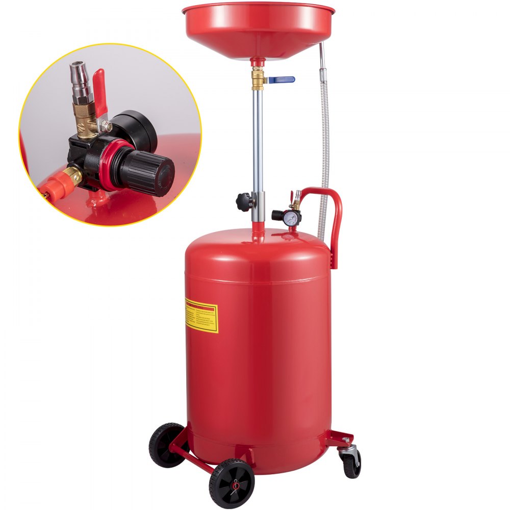 VEVOR Tanque de drenaje de aceite usado de 80 L contenedor portátil de drenaje de aceite drenaje de transferencia de combustible fluido altura de embudo ajustable con válvula reguladora de presión
