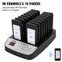 VEVOR Sistema de Llamadas de Restaurante con Pantalla LCD 16 Buscapersonas Localizadores para Restaurante 98 Canales Sistema de Llamadas Inalámbrico para Restaurantes, Camiones de Comida, Iglesias