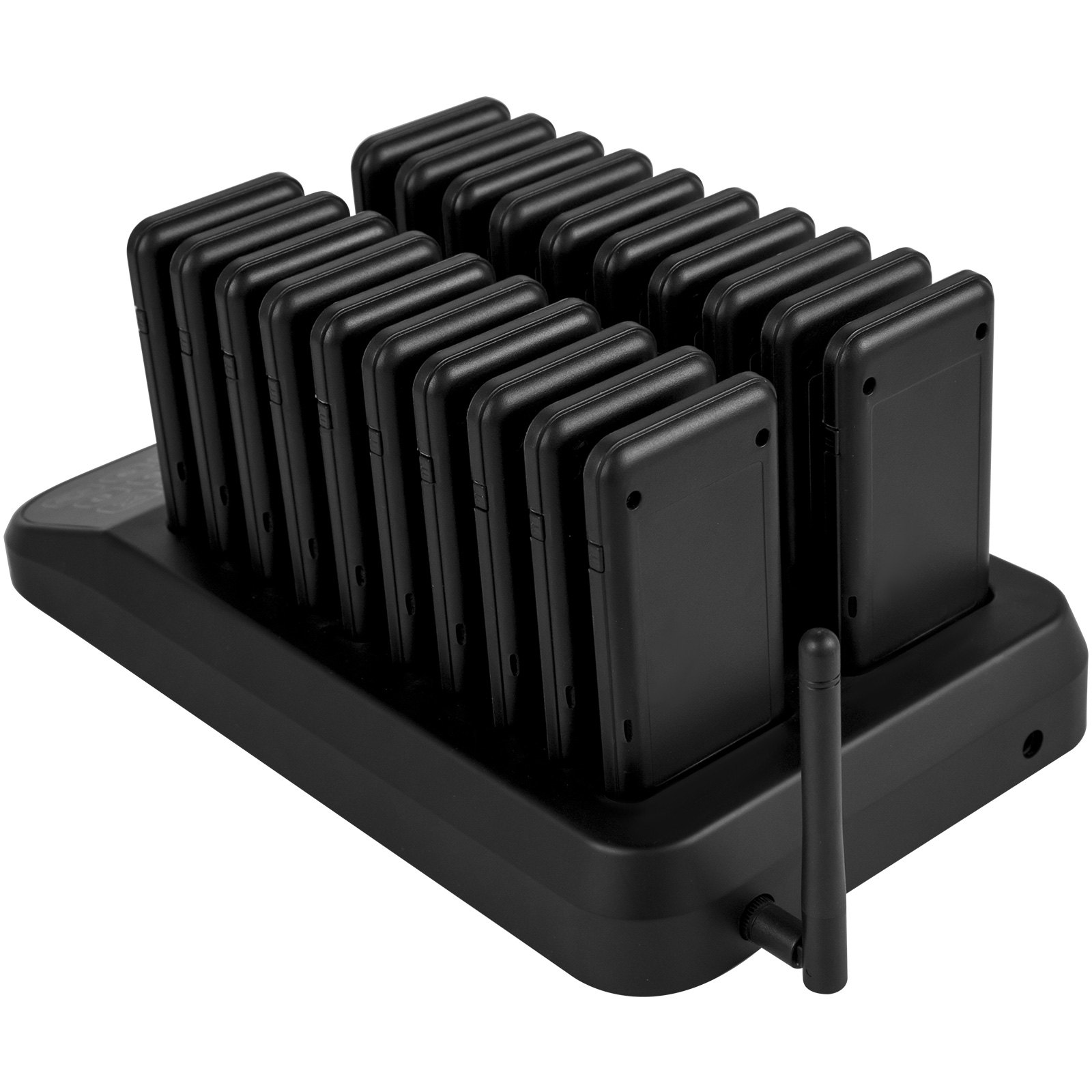 VEVOR Sistema de Llamadas de Restaurante con Pantalla LCD 20 Buscapersonas Localizadores para Restaurante 98 Canales Sistema de Llamadas Inalámbrico para Restaurantes, Camiones de Comida, Iglesias