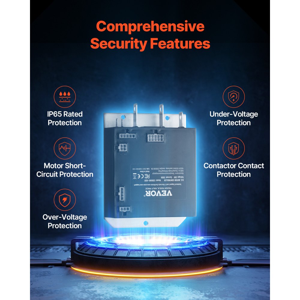 VEVOR Speed Controller for Golf Carts, 36V, 350A, Replacement for DC Motor Control for EZGO TXT Golf Carts 2000-2009, IP65 Protection, Aluminum ABS Housing, Compatible with Model 1206MX-4301