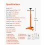 VEVOR Soporte de Gato para Polipasto Inferior, Capacidad 0,75 T, Elevación de 975 a 1915 mm, Manija Giratoria Montada en Cojinete, Tornillo Roscado Autoblocante, Dos Ruedas, 466 x 460 x 975 mm