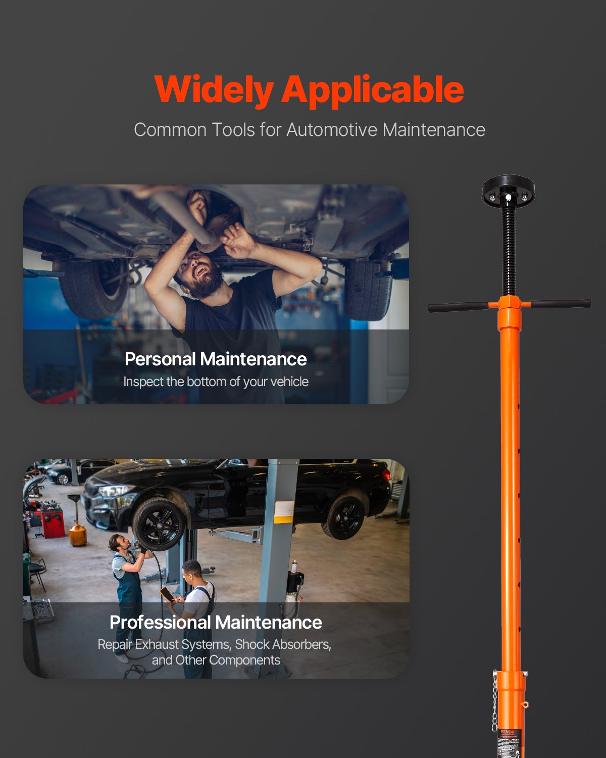 VEVOR Underlift Support Stand 0.75 t Underlift Truck Support Stand with Lifting Heights 975-1915 mm & Bearing-Mounted Rotary Handle & Self-Locking Threaded Screw & Two Wheels & Support Vehicle Components