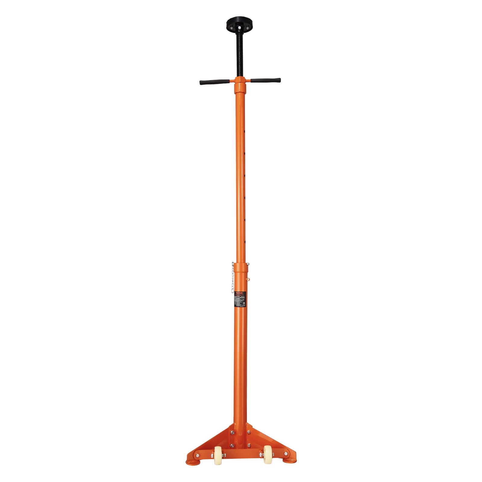 VEVOR Soporte de Gato para Polipasto Inferior, Capacidad 0,75 T, Elevación de 975 a 1915 mm, Manija Giratoria Montada en Cojinete, Tornillo Roscado Autoblocante, Dos Ruedas, 466 x 460 x 975 mm