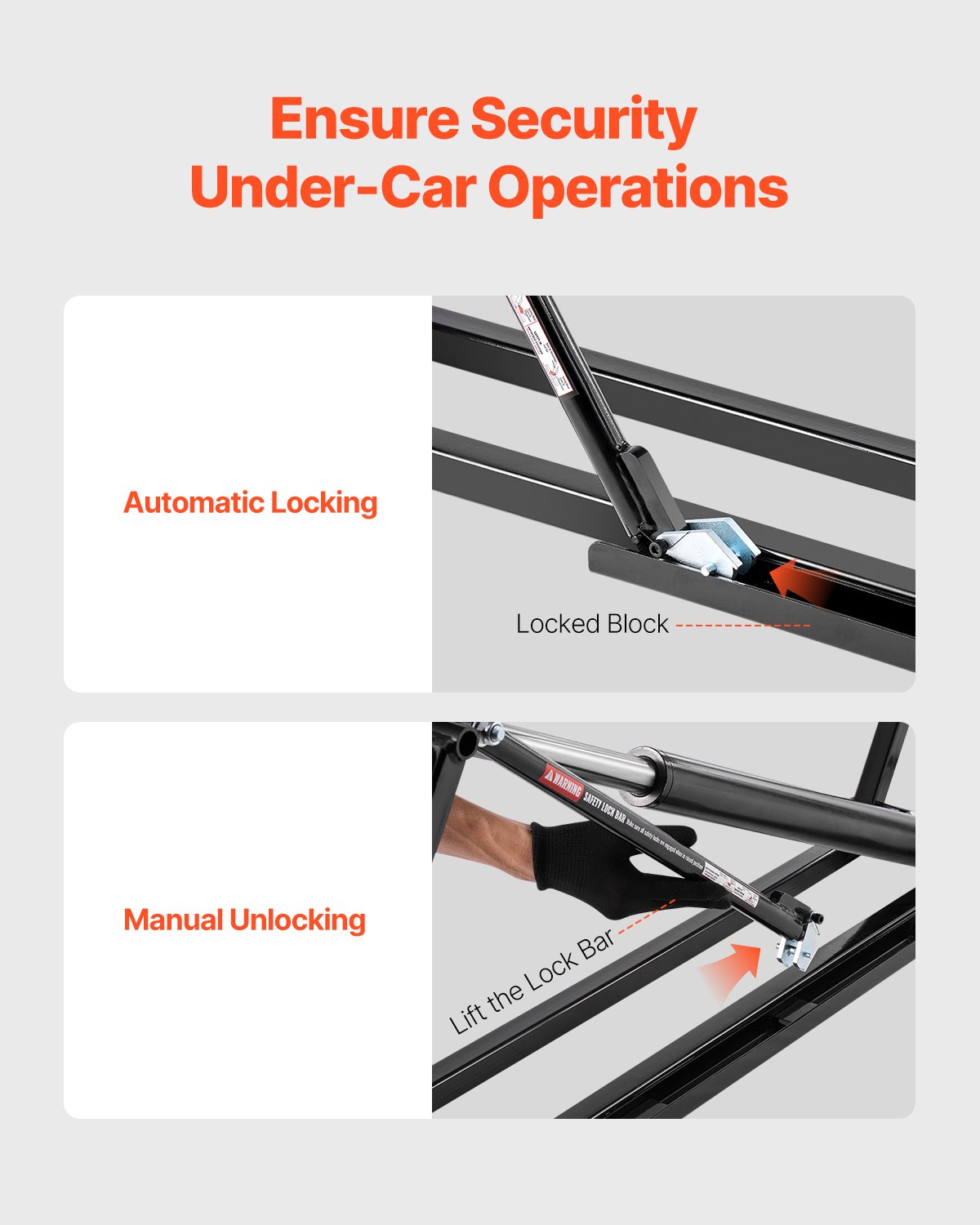VEVOR Elevador de Coches, Capacidad 2267,9 kg, para Garaje Doméstico, 3 Niveles Ajustables y Control Remoto, con Bloqueo Automático con 4 Almohadillas de Goma y 4 Columnas de Elevación, Negro