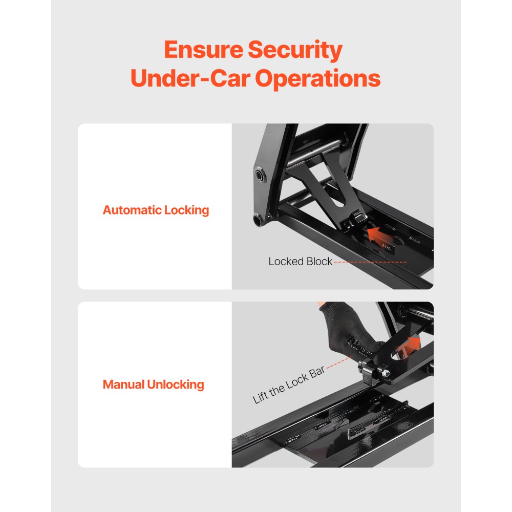 VEVOR Elevador de Coches Portátil, Capacidad 3175,1 kg, para Garaje Doméstico, 3 Niveles Ajustables y Control Remoto, con Bloqueo Automático con 4 Almohadillas de Goma y 4 Columnas de Elevación