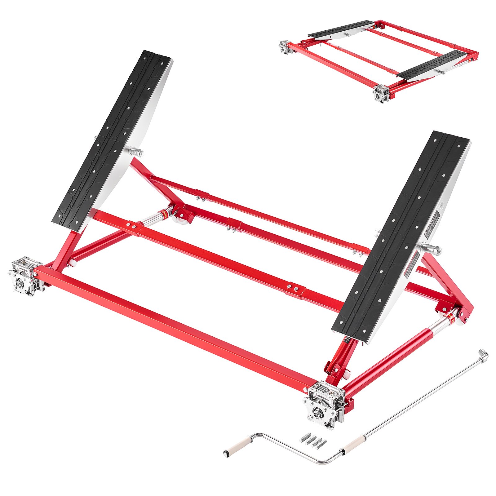 VEVOR Elevador de Vehículos Portátil Carga de 2000 kg, Elevación Rápida de Acero con Altura Máxima de 585 mm, Elevación Manual para Automóviles Ancho y Ruedas Ajustables, para Garajes, Talleres