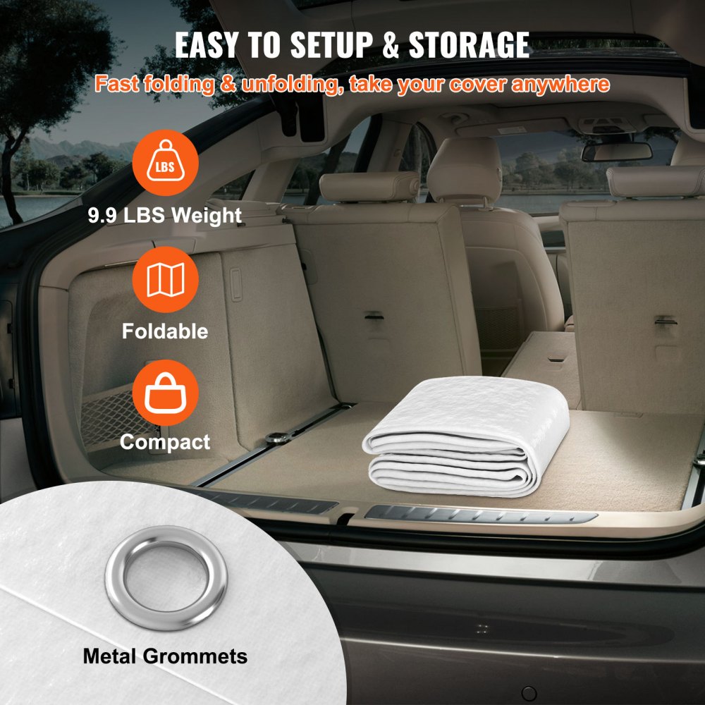 VEVOR Cubierta de Toldo de Repuesto para Cochera de 3 x 6 m Carpa Garaje para Coche de Tela PE de 3 Capas Blanco Carpa para Automóvil Toldo de Coche Anti-UV para Vehículos y Actividades al Aire Libre