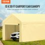 VEVOR Carpa Garaje para Coche 4x6 m Cochera Portátil Impermeable con 8 Postes y Pared Lateral Marco de Acero Galvanizado Carpa Pérgola Tela PE de 3 Capas Altura Ajustable 2,9-3,4 m para Barco Amarillo