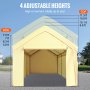 VEVOR Carpa Garaje para Coche 4x6 m Cochera Portátil Impermeable con 8 Postes y Pared Lateral Marco de Acero Galvanizado Carpa Pérgola Tela PE de 3 Capas Altura Ajustable 2,9-3,4 m para Barco Amarillo