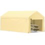 VEVOR Carpa Garaje para Coche 4x6 m Cochera Portátil Impermeable con 8 Postes y Pared Lateral Marco de Acero Galvanizado Carpa Pérgola Tela PE de 3 Capas Altura Ajustable 2,9-3,4 m para Barco Amarillo