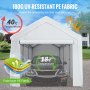 VEVOR Carpa Garaje para Coche 3x6 m Cochera Portátil Impermeable con 8 Postes y Paredes Laterales Marco de Acero Galvanizado Carpa Pérgola Tela PE de 3 Capas Altura Ajustable 2,5-3 m para Barco Blanco