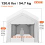 VEVOR Carpa Garaje para Coche 3x6 m Cochera Portátil Impermeable con 8 Postes y Paredes Laterales Marco de Acero Galvanizado Carpa Pérgola Tela PE de 3 Capas Altura Ajustable 2,5-3 m para Barco Blanco