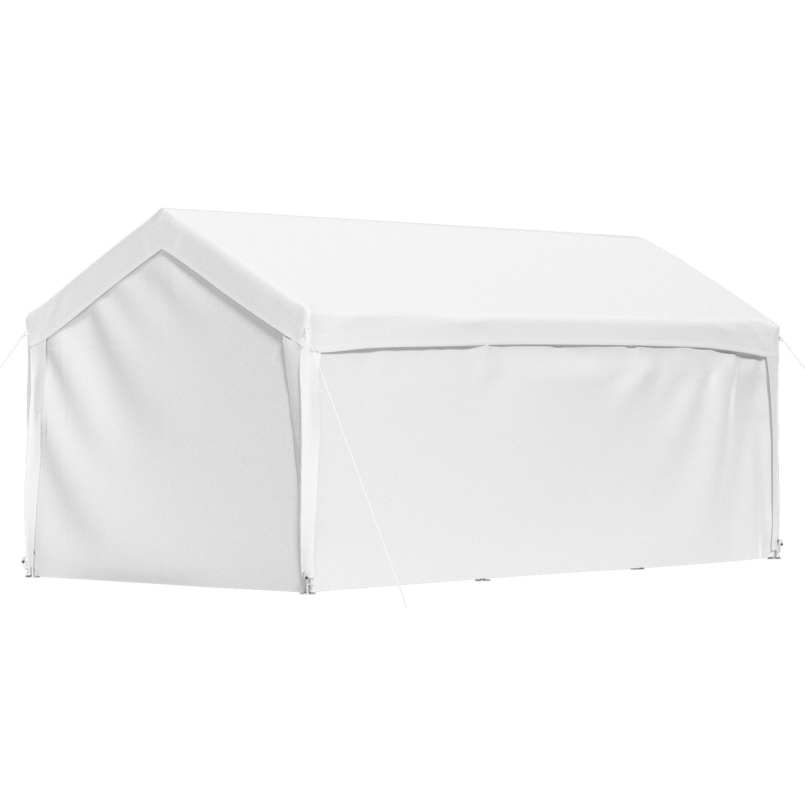 VEVOR Carpa Garaje para Coche 3x6 m Cochera Portátil Impermeable con 8 Postes y Paredes Laterales Marco de Acero Galvanizado Carpa Pérgola Tela PE de 3 Capas Altura Ajustable 2,5-3 m para Barco Blanco