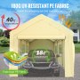 VEVOR Carpa Garaje para Coche 3x6 m Cochera Portátil Impermeable con 8 Postes Paredes Laterales y Ventanas Marco de Acero Carpa Pérgola Tela PE de 3 Capas Altura Ajustable 2,5-3 m para Barco Amarillo