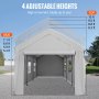 VEVOR Carpa Garaje para Coche 3 x 6 m Cochera Portátil Impermeable con 8 Postes Paredes Laterales y Ventanas Marco de Acero Carpa Pérgola Tela PE de 3 Capas Altura Ajustable 2,5-3 m para Barco Gris
