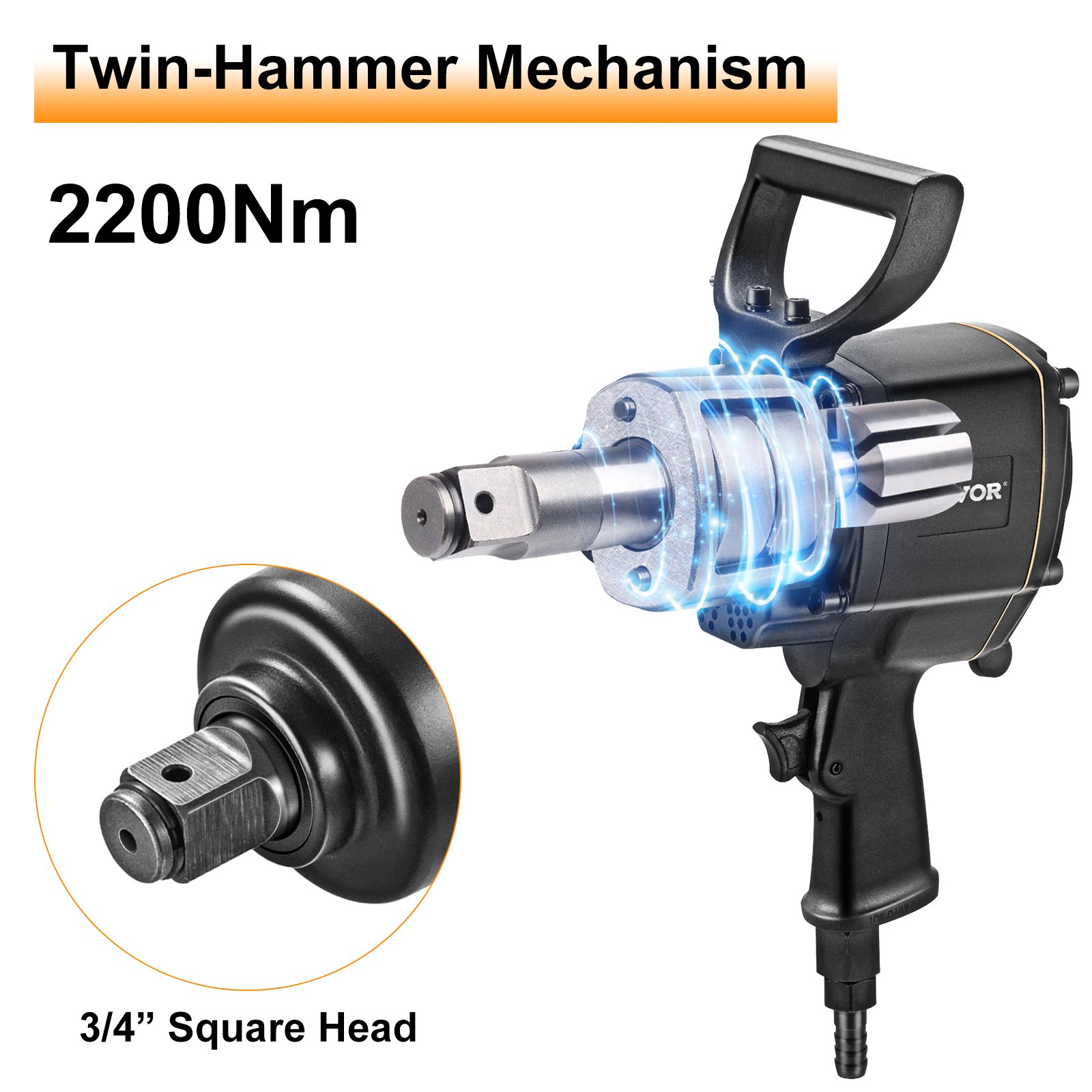 Vevor Llave De Impacto Neumática Pistola De Impacto 3 Velocidades 2200nm 3200rpm