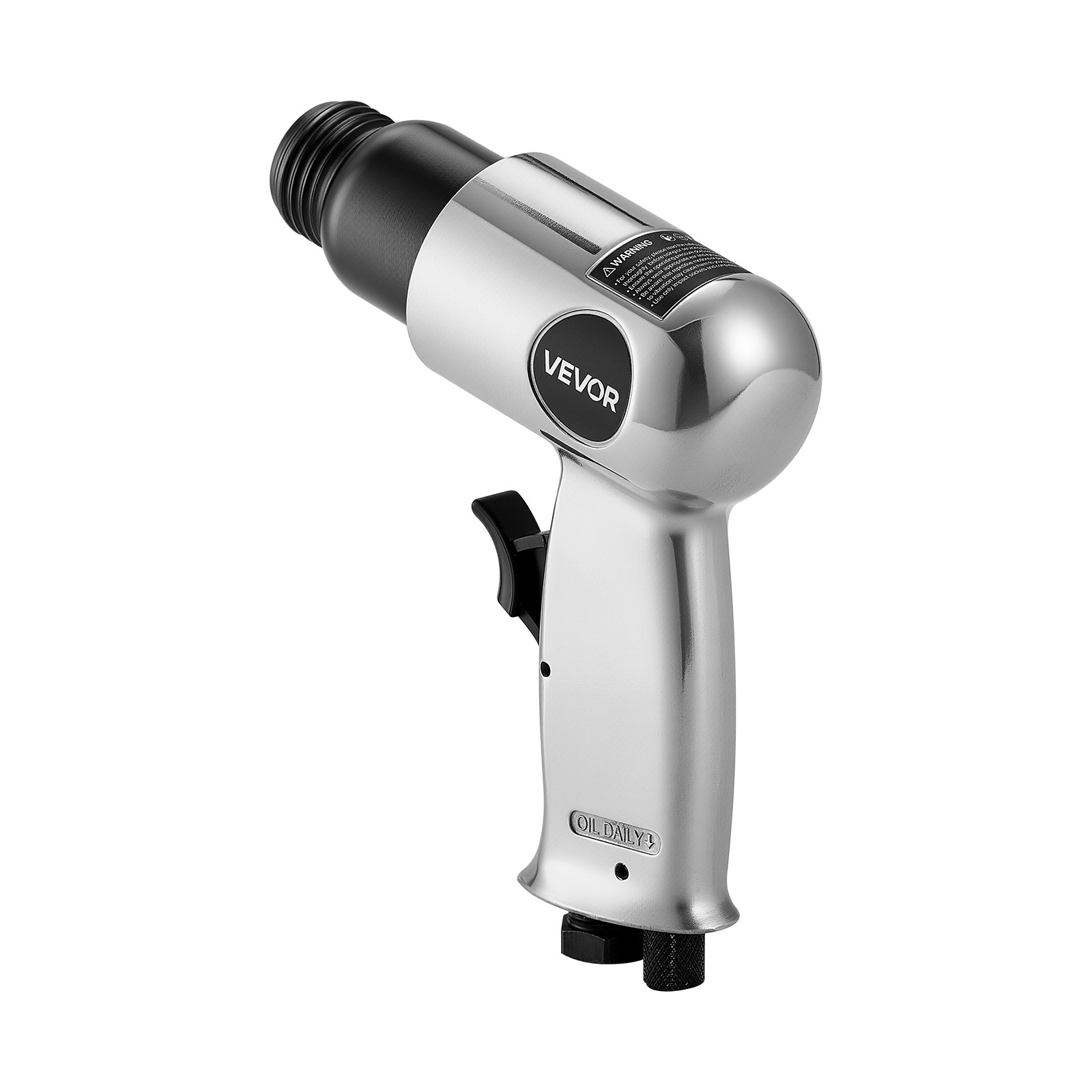 VEVOR Martillo Neumático de 4500 BPM Carrera de 40 mm con 4 Cinceles de Barril Largo de 140 mm Vástago Redondo Martillo de Cincel de Aire Herramienta de Pala Neumática para Cortar, Raspar, Demoler