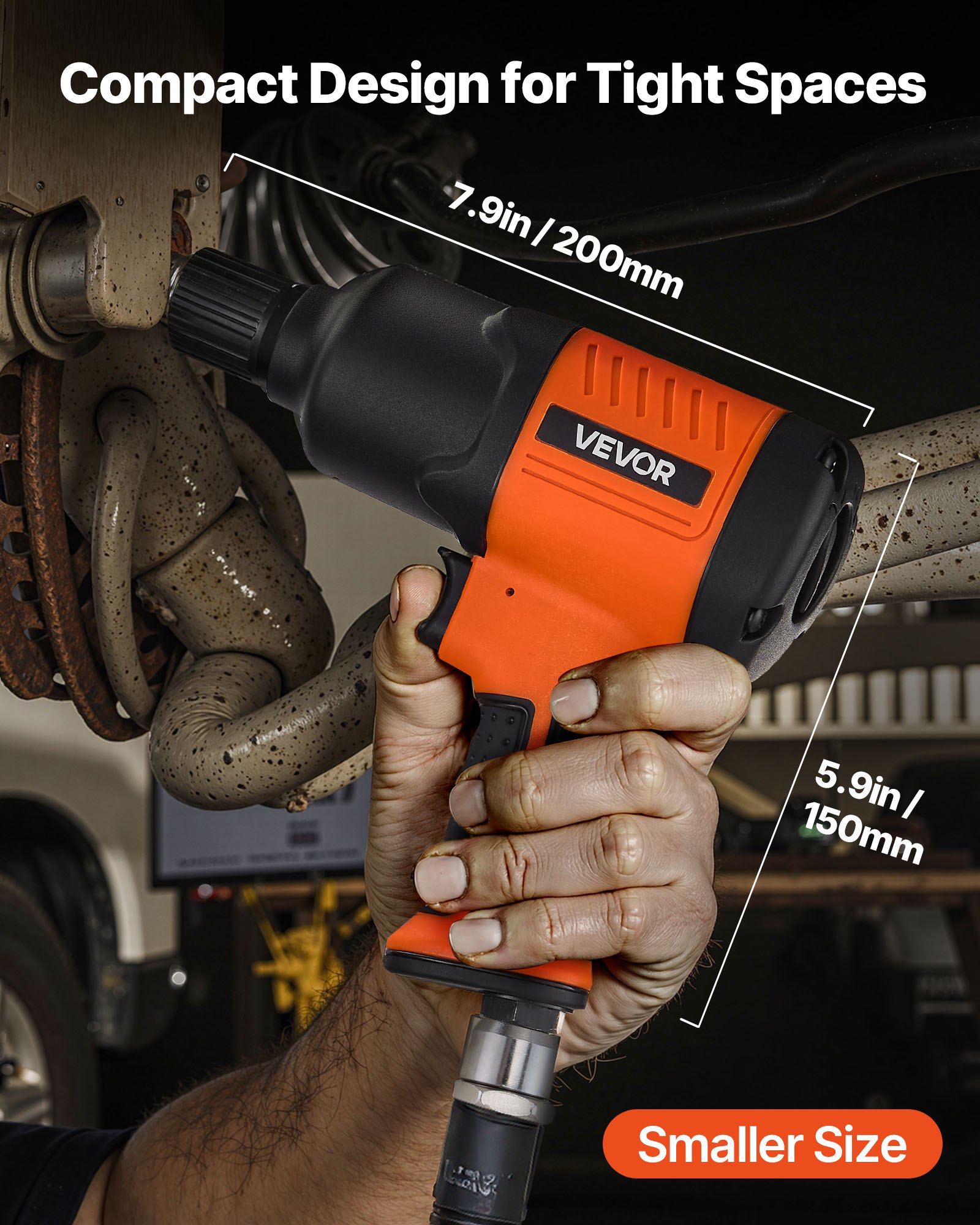 VEVOR Llave de Impacto Neumática, Par Máximo Inverso 1490 Nm, Ajuste de 4 Velocidades, 7500 RPM, para Talleres y Garajes, para Reparación Ligera y Mantenimiento de Vehículos, 200 x 150 x 70 mm