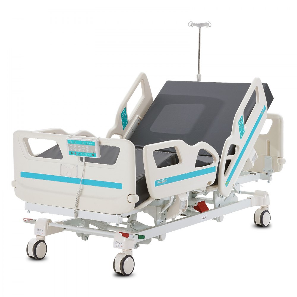 VEVOR Cama Hospital Eléctrica 5 Funciones 2085 x 1025 x 455-745 mm Blanco y Azul