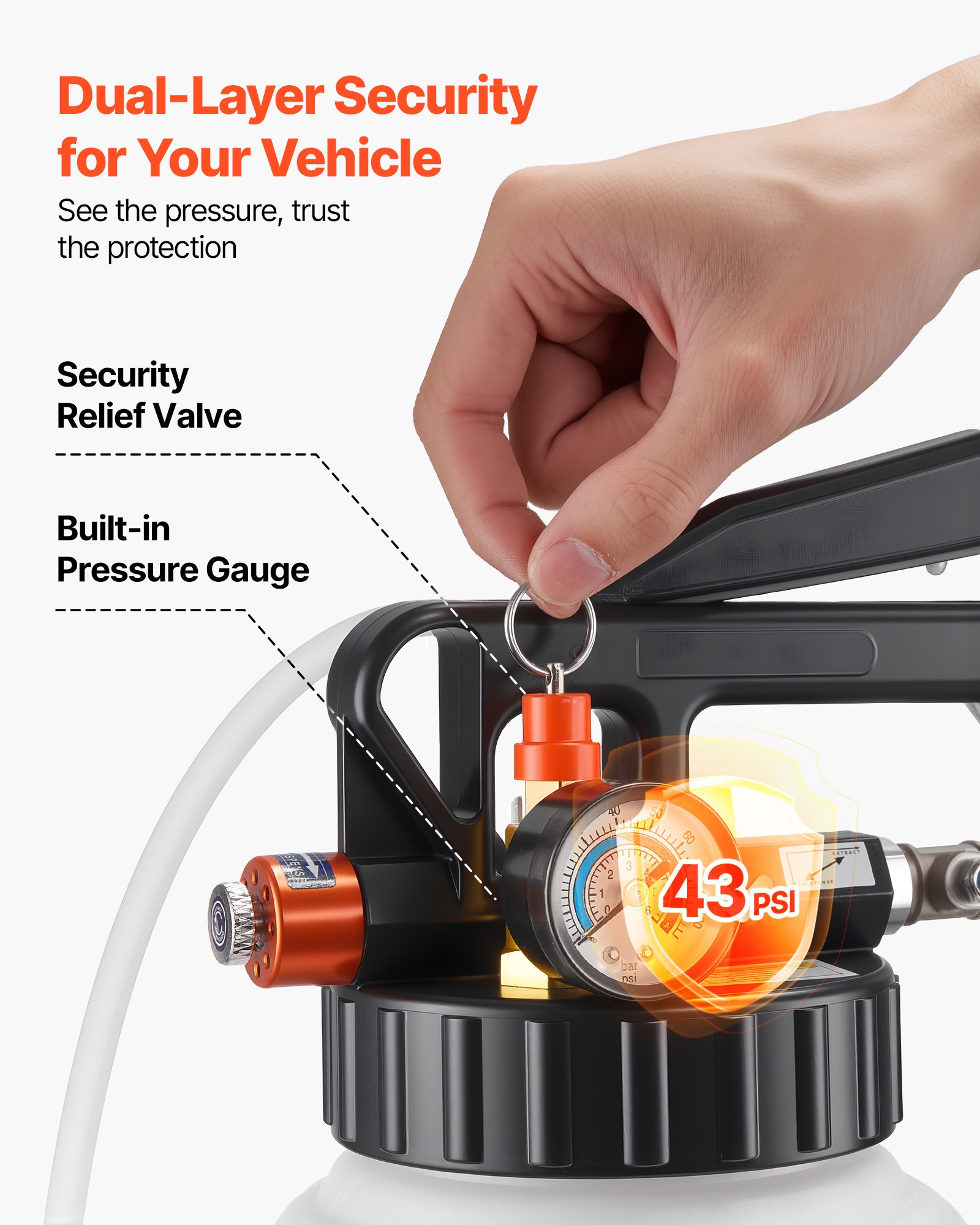 VEVOR Bomba de Transferencia para Líquido de Transmisión Neumática Capacidad de 8 L, Bomba Extractora para Aceite, con Adaptadores de ATF, Tanque HDPE, Dispensador de Aceite para Coches Barcos Motos