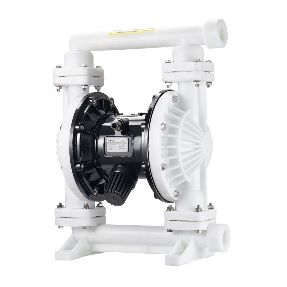 VEVOR Air Operated Double Diaphragm Pump, 94.64 LPM Max, Standard Inlet & Outlet Air Pneumatic Waste Oil Transfer Pump, Polypropylene Body, Dual Diaphragms, for Diesel, Grease, Kerosene, Gasoline