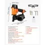 VEVOR Clavadora Neumática de Bobina CN45N, Pistola Neumática hasta 120 Clavos para 19 a 45 mm, 15 Grados, 4 a 5 Clavos por Segundo, 4,8–7,5 bar, Ajuste de Profundidad, para Techos Madera Construcción