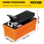 Bomba hidráulica neumática VEVOR con dimensiones 12,2x8,26x7,4 pulgadas en color naranja y negro.