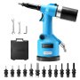 Remachadora neumática VEVOR, remachadora neumática, kit de herramientas para pistola remachadora con fuerza de tracción de 20,2 KN, pistola remachadora hidráulica neumática de alta resistencia para herramientas mecánicas, construcción, mejoras en el hogar, con 13 piezas de punta de tamaño