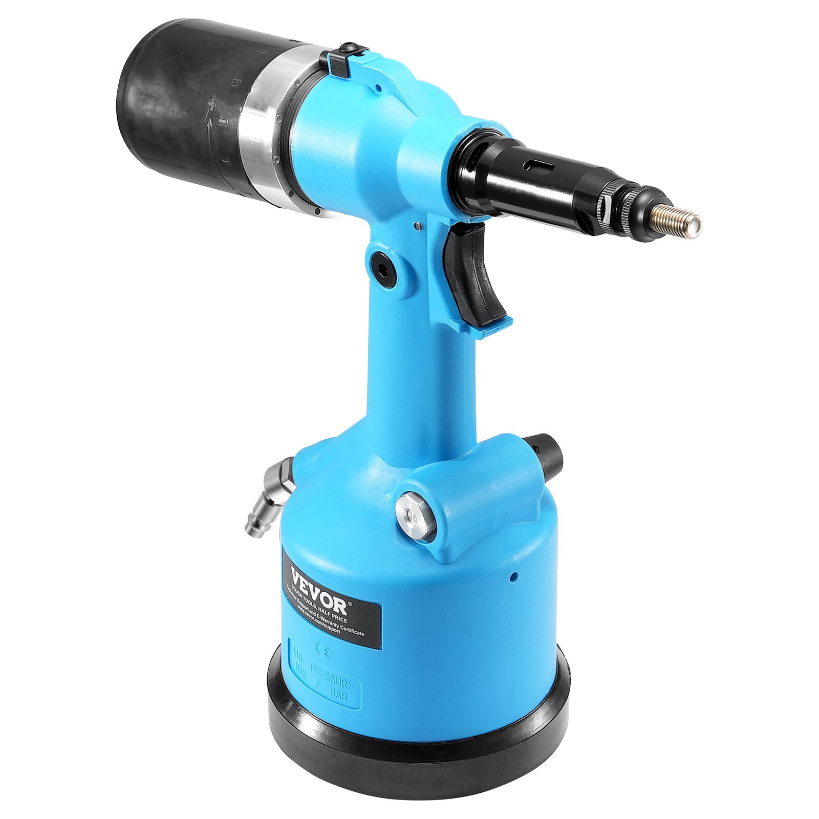 VEVOR pneumatic riveting tool, 20.2 kN pulling force, blind rivet gun tool set, high-performance air hydraulic rivet gun for mechanics tools, construction, DIY – with nozzles in 13 sizes