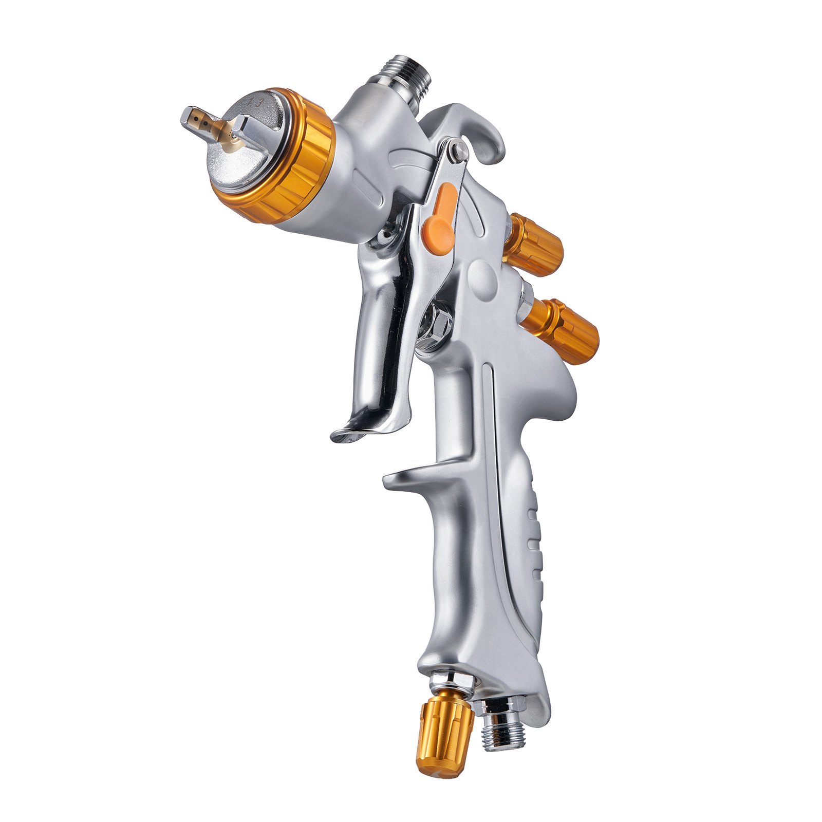 VEVOR Pistola Pulverizadora de Pintura Neumática HVLP 600 ml, con Alimentación por Gravedad y 3 Boquillas de 1,3/1,4 /1,7 mm, Acero Inoxidable y Latón, para Muebles y Coches, 220 x 100 x 370 mm