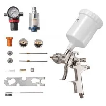 VEVOR Pistola Pulverizadora de Pintura Neumática LVLP 600 ml, con Alimentación por Gravedad y 3 Boquillas de 1,3/1,4/1,7 mm, Acero Inoxidable y Latón, para Muebles y Coches, 205 x 100 x 290 mm