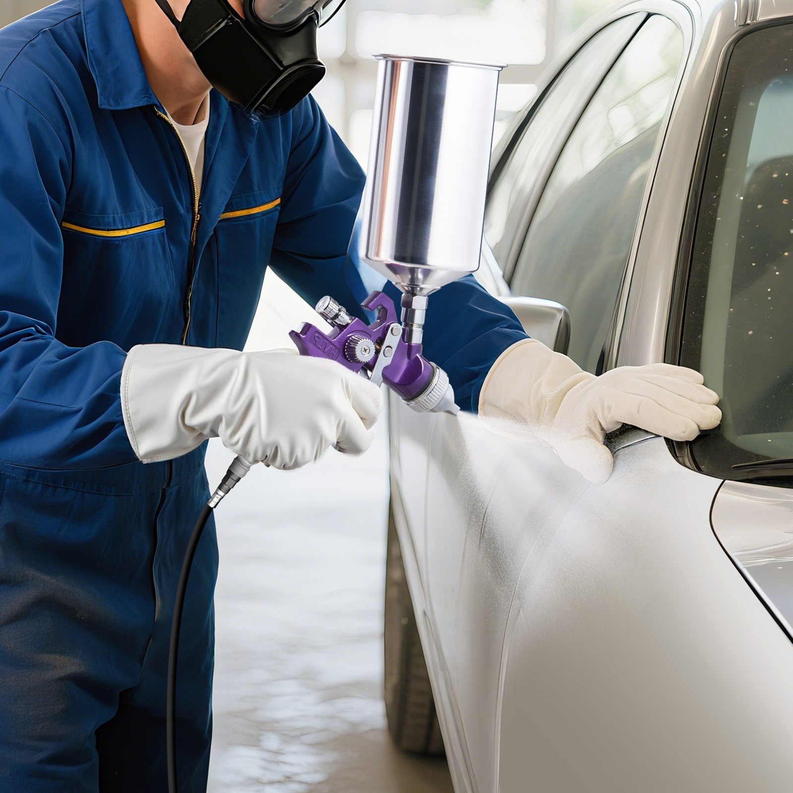 VEVOR 3-Piece Air Spray Gun Kit, Professional Auto Paint Spray Gun Set with 3 Nozzles (1/1.4/1.8mm), 3 Cups & Air Regulator, Gravity Feed Automotive Paint Sprayer for Primer, Topcoat & Touch-Up