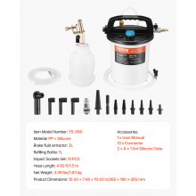 VEVOR Kit de Purga de Frenos Extractor de Líquido Frenos 3 L 265 x 190 x 265 mm