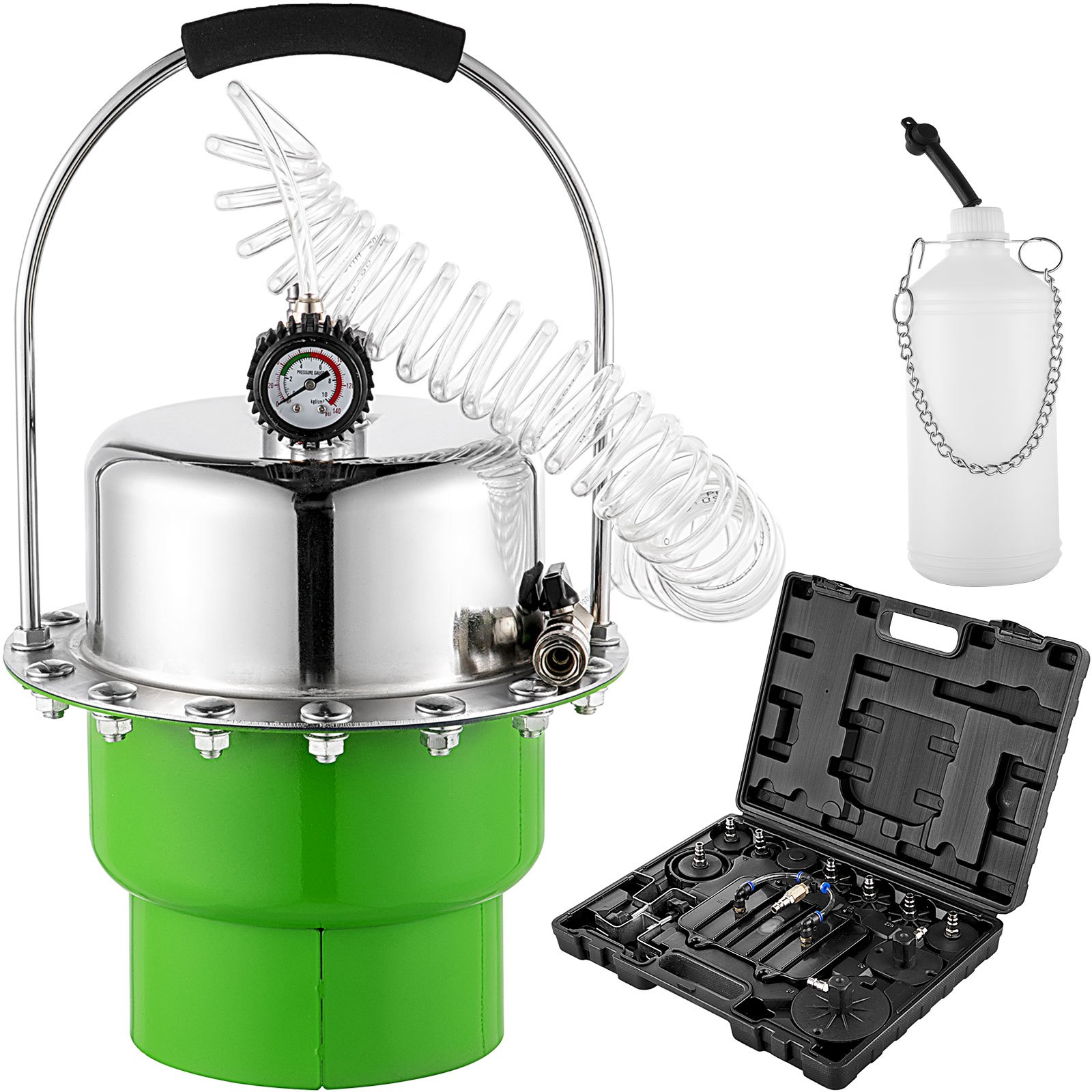 VEVOR Purgador de Frenos, Sangrador Liquido Frenos, Purgador Frenos, Purgado de Líquido de Embrague y Freno, Purgador de Frenos para Coche, Color Verde, Cambio de Aceite de Frenos, Tanque de 5L