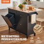 VEVOR Isla de Cocina con Carrito de Almacenamiento 1280 x 740 x 930 mm Negro