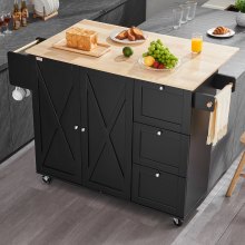 VEVOR Isla de Cocina con Ruedas y Cajón y Estantes 1150 x 680 x 990 mm Negro